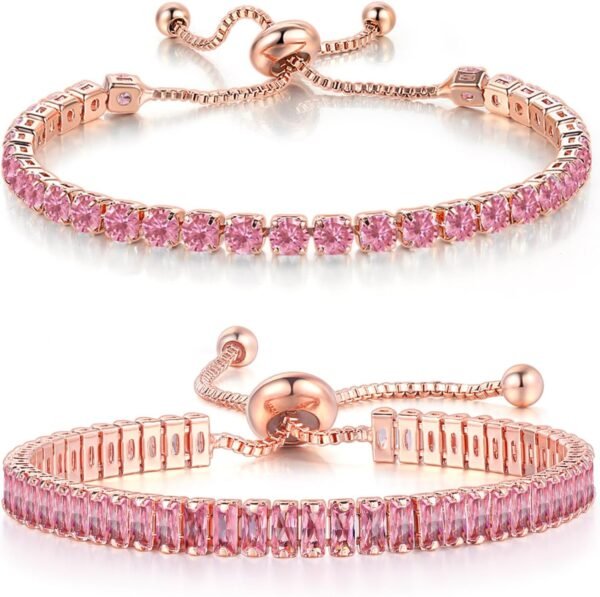 Tennis Bracelets for Women White Gold Plated Diamond AAA+ Cubic Zirconia CZ Dainty Classic Adjustable Slider Bracelet Silver Fashion Jewelry Wedding Gift