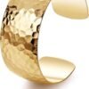 Gold Plated Cuff Bracelets for Women Open Adjustable Gold Cuff Bangle Bracelets Thick Hammered Wrist Cuff Bracelets Thin Minimalist Gold Cuff Bracelet