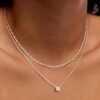 Gold Necklace for Women  Gold/Silver Plated Choker Diamond Necklace Set for Women Simple Dainty CZ Gold Chain Trendy Jewelry Accessories