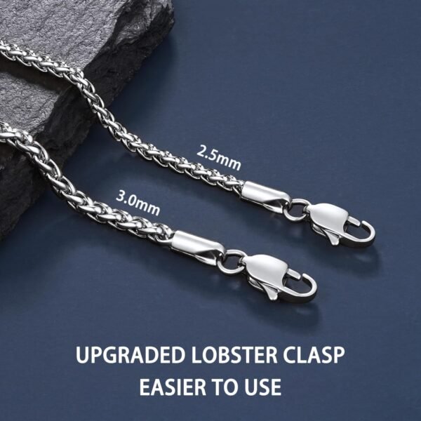 Silver Wheat Chain/ Plated Gold Chain Necklace for Men, 2.5mm 3mm Chains for Men, Stainless Steel Necklace Chains for Men and Women, Mens Chain Necklace 16 18 20 22 24 26 Inch