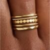 Gold Plated Stackable Rings for Women Non Tarnish Thin Dainty Ring Set Minimalist Stacking Thumb Rings Statement Pinky Engagement Ring Promise Wedding Bands for Women Size 5-10