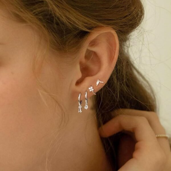 Dainty Silver Earrings for Women  Gold Plated Lightweight Hoop Earrings Set for Women Trendy Small Silver Hoop Huggie Jewelry