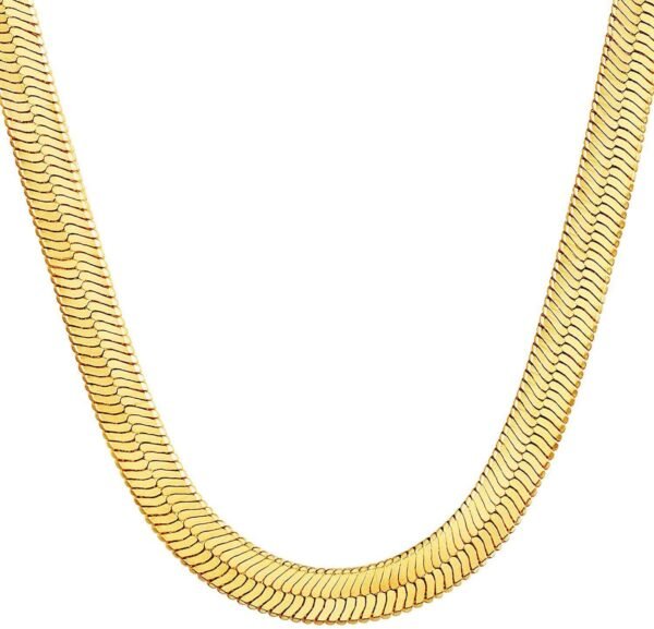 Gold Plated Necklaces for Women, Dainty Gold Herringbone Choker Necklace Thin Layered Snake Chain Jewelry for Gifts