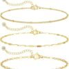 Gold Plated Bracelets for Women, Jewelry Sets Cute Tennis Beaded Bracelets Cuban Link Paperclip Chain Dainty Bracelet Pack Gifts