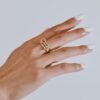 Gold Plated Stackable Rings, 3 Ring Set with CZ Cubic Zirconia, Gold & Silver Stacked, Interlocking Band for Women Statement