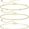 Gold Bracelets for Women Trendy, Dainty  Gold Plated Bracelet Stack Beaded Chain Bracelet Set Thin Small Cute Paperclip Bracelets Fashion Waterproof Jewelry Gift Gold Accessories for Women