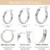 3 Pairs 925 Sterling Silver Hoop Earrings | Small White Gold Plated Hoop Earrings for Women (13mm,15mm,20mm??25mm,30mm,40mm,50mm,60mm)