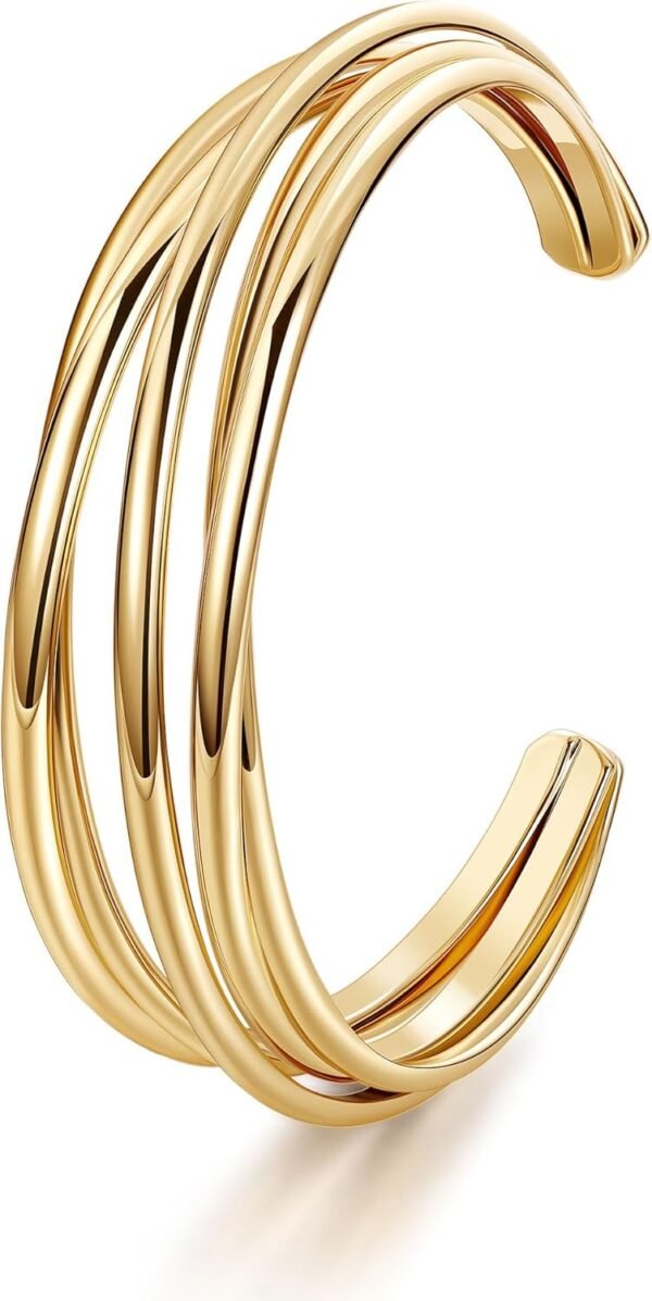 Gold Plated Cuff Bracelets for Women Open Adjustable Gold Cuff Bangle Bracelets Thick Hammered Wrist Cuff Bracelets Thin Minimalist Gold Cuff Bracelet