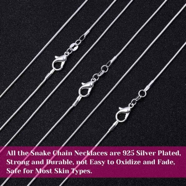 30 Pack Necklace Chain Silver Plated Necklace Snake Chains Bulk for Jewelry Making, 1.2 mm (18 Inches)