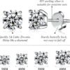 925 Sterling Silver Stud earrings Set | White Gold Plated Hypoallergenic Stud Earrings | Cubic Zirconia Stud Earrings for Women (2mm,3mm,4mm,5mm,6mm,7mm) 8 CZ colors options