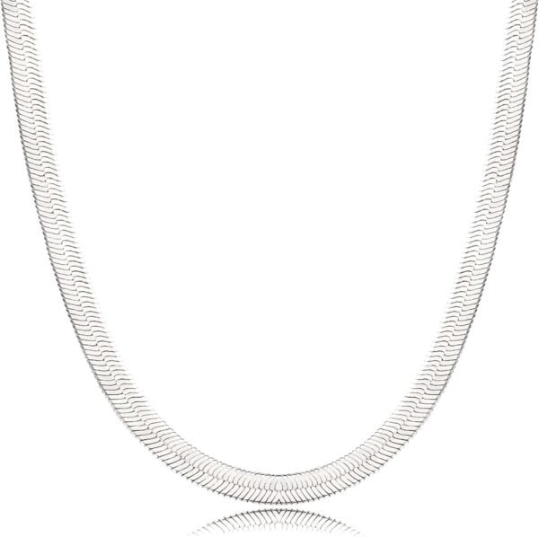 Gold Plated Necklaces for Women, Dainty Gold Herringbone Choker Necklace Thin Layered Snake Chain Jewelry for Gifts