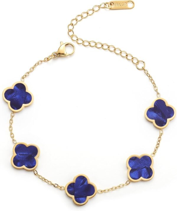 Gold Plated Clover Lucky Bracelet for Women White/Black/Red/Green Flower Four Leaf Link Bracelets Trendy Jewelry Gifts for Women