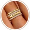 Stackable Rings for Women Non Tarnish  Gold Plated Dainty Cubic Zirconia Rings Minimalist Stacking Thumb Ring Set Thin Statement Promise Wedding Bands Engagement Ring Stack Size 5-10