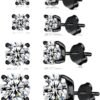 925 Sterling Silver Stud earrings Set | White Gold Plated Hypoallergenic Stud Earrings | Cubic Zirconia Stud Earrings for Women (2mm,3mm,4mm,5mm,6mm,7mm) 8 CZ colors options