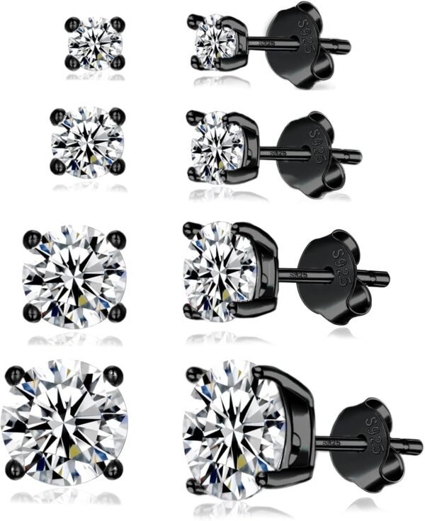925 Sterling Silver Stud earrings Set | White Gold Plated Hypoallergenic Stud Earrings | Cubic Zirconia Stud Earrings for Women (2mm,3mm,4mm,5mm,6mm,7mm) 8 CZ colors options