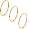 Gold Band Rings for Women Men Non Tarnish, Wedding  Gold Plated Stackable Ring Set for Couples, Dainty Thin Plain Simple Promise Dome Band Thumb Pinky 1mm 3mm 5mm Jewelry Gift Comfort Fit Size 3-13