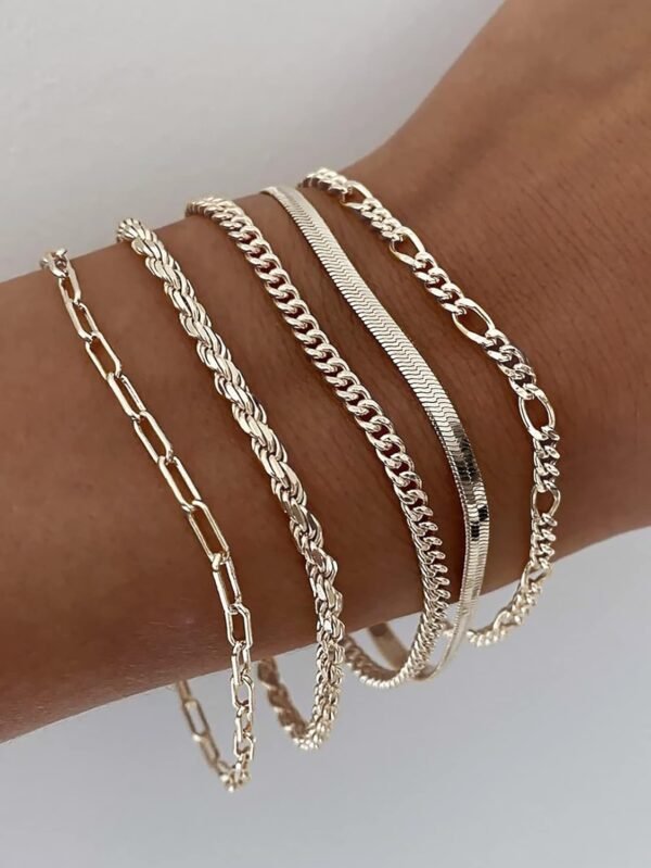 Gold Plated Bracelets for Women, Jewelry Sets Cute Tennis Beaded Bracelets Cuban Link Paperclip Chain Dainty Bracelet Pack Gifts