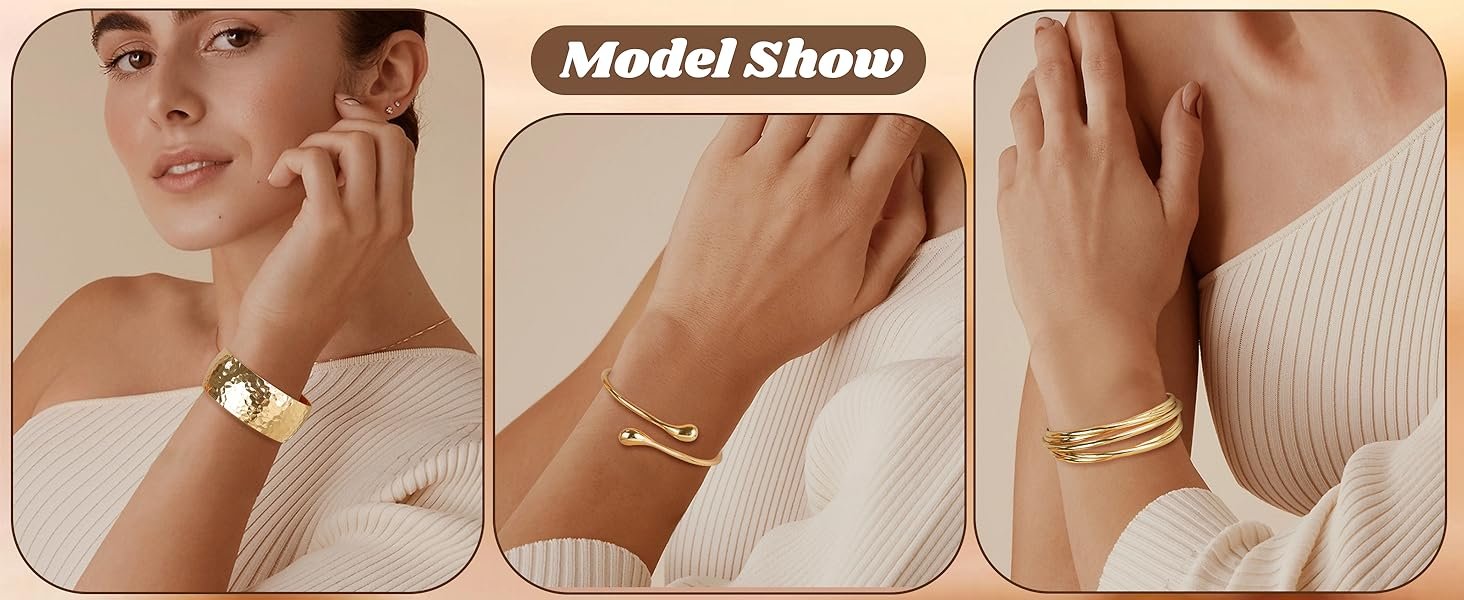   Gold Plated Cuff Bracelets for Women