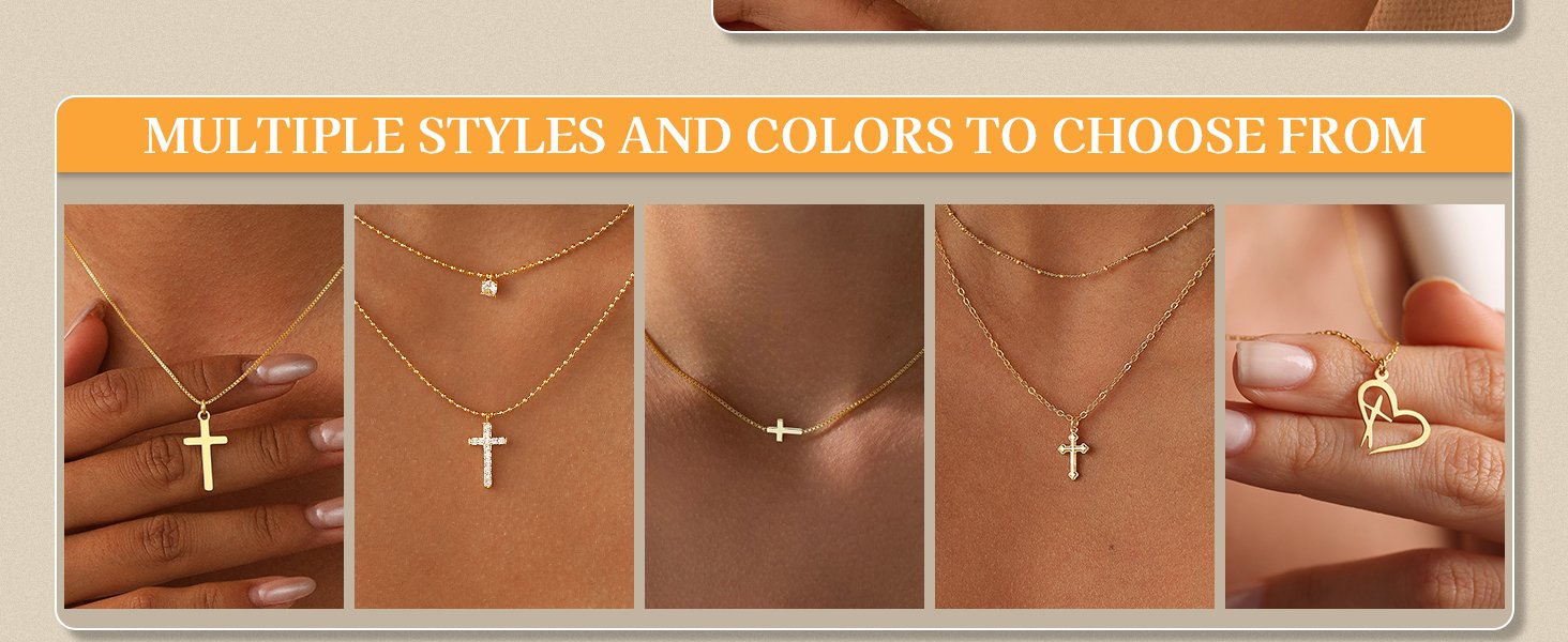 small gold cross necklace for women