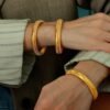 Gold Plated Bracelets for Women Gold Bangles for Women Chunky Bangle Bracelets for Women Bracelets Stack Tarnish Free Bangle Set of 3 for Women Accessories for Her Gifts