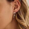 Dangle Earrings for Women, Gold Plated Triple Huggie Stud Earrings Cute Statement Chain Earring Dainty Drop Earrings for Women Trendy Gold Plated Jewelry
