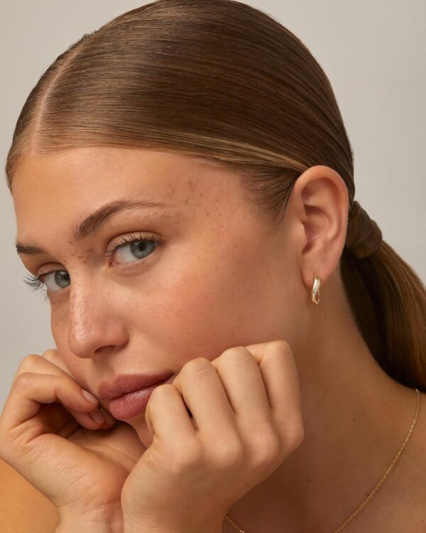 Gold Plated 925 Sterling Silver Posts Wavy Huggie Hoops | Twisted Wave Hoop Earrings for Women