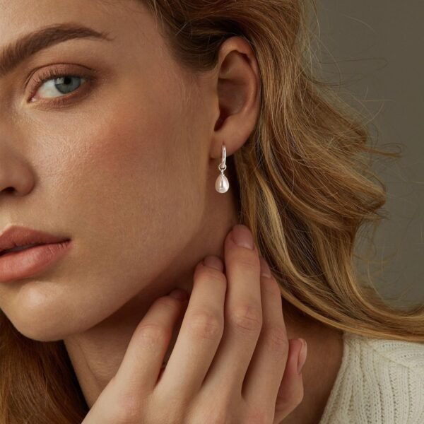 Gold Pearl Dangle Earrings for Women,  Gold Plated Small Pearl Drop Huggie Hoop Earrings, Hypoallergenic Dainty Gold Earrings Wedding Jewelry Gifts for Women Trendy