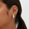 Gold Plated 925 Sterling Silver Post Statement Huggie Earrings | Gold Dome Hoop Earrings for Women