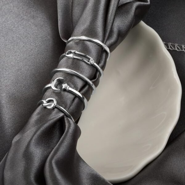 12PCS Silver Plated Rings Adjustable Open Rings for Women Cute Gold Plated Stackable Thumb Rings Joint Chain Midi FingerArrow Knot Wave Band Rings Set