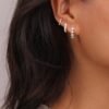 Gold Hoop Earrings Set for Women Trendy,  Gold Plated Chunky Hypoallergenic Small Diamond Cartilage Hoops Cute Cubic Zirconia Dangle Stud Earrings Jewelry Gifts