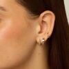 Yellow Gold Plated 925 Sterling Silver Posts Three Pairs Small Hoop Earrings for Women - Statement Gold Hoop Earrings Set - Cubic Zirconia Rope Teardrop Chunky Huggie Earscape Piercings