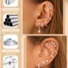 Hypoallergenic Flat Back Earrings  Gold Plated Cartilage Earring Sets for Multiple Piercing 20G Surgical Stainless Steel Earrings for Women Trendy Earring Stacks Small Hoop Flatback Stud Earrings