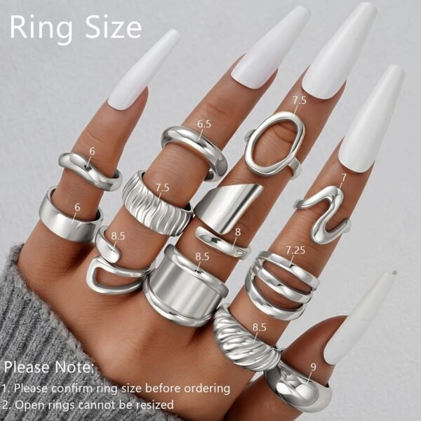 Chunky Gold Stackable Rings for Women Non Tarnish,   Gold-Plated Statement Open Stacking Rings, Knuckle Band Ring Set