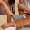 Gold Bracelets for Women Trendy, Dainty  Gold Plated Bracelet Stack Beaded Chain Bracelet Set Thin Small Cute Paperclip Bracelets Fashion Waterproof Jewelry Gift Gold Accessories for Women