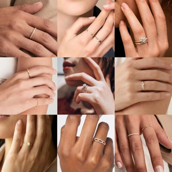 Gold/Silver Plated Stacking Rings Set for Women Non Tarnish CZ Heart Simple Cute Stackable Rings Dainty Trendy Gold Statement Rings Plain Band Size 4-12