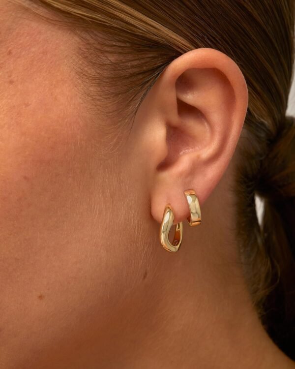 Gold Plated 925 Sterling Silver Posts Wavy Huggie Hoops | Twisted Wave Hoop Earrings for Women