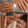 Stackable Rings for Women  Gold Plated Minimalist Non Tarnish Cubic Zirconia Thumb Ring Set Dainty Knuckle Ring Trendy Statement Stacking Rings Set Size 5-10
