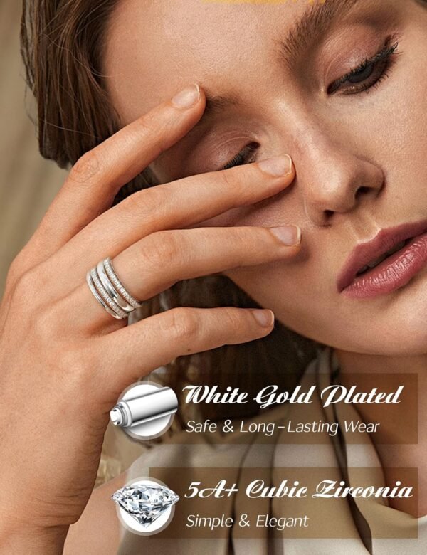 Stackable Rings for Women Non Tarnish  Gold Plated Dainty Cubic Zirconia Rings Minimalist Stacking Thumb Ring Set Thin Statement Promise Wedding Bands Engagement Ring Stack Size 5-10