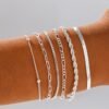 Gold/Silver Bracelets for Women, Real Gold Plated Bracelets Stack Trendy Jewelry Sets Stackable Snake Chain Figaro Paperclip Link Chain Adjustable Bracelet Pack Jewelry for Women