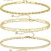 Gold Plated Bracelets for Women, Jewelry Sets Cute Tennis Beaded Bracelets Cuban Link Paperclip Chain Dainty Bracelet Pack Gifts