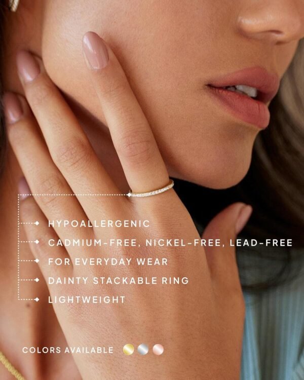 Gold Plated Solid 925 Sterling Silver CZ Simulated Diamond Stackable Ring Eternity Bands for Women