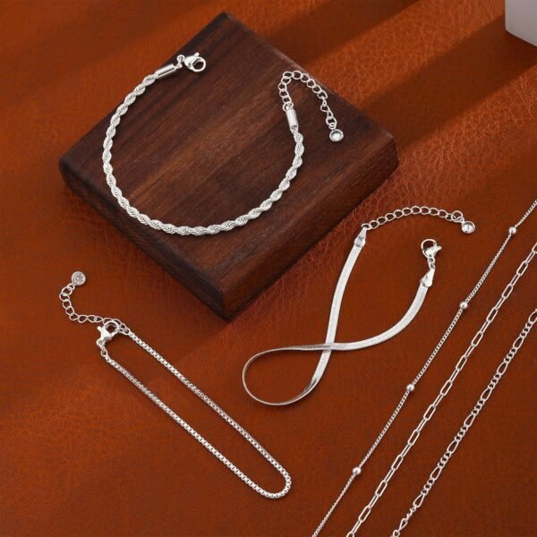 Gold/Silver Bracelets for Women, Real Gold Plated Bracelets Stack Trendy Jewelry Sets Stackable Snake Chain Figaro Paperclip Link Chain Adjustable Bracelet Pack Jewelry for Women