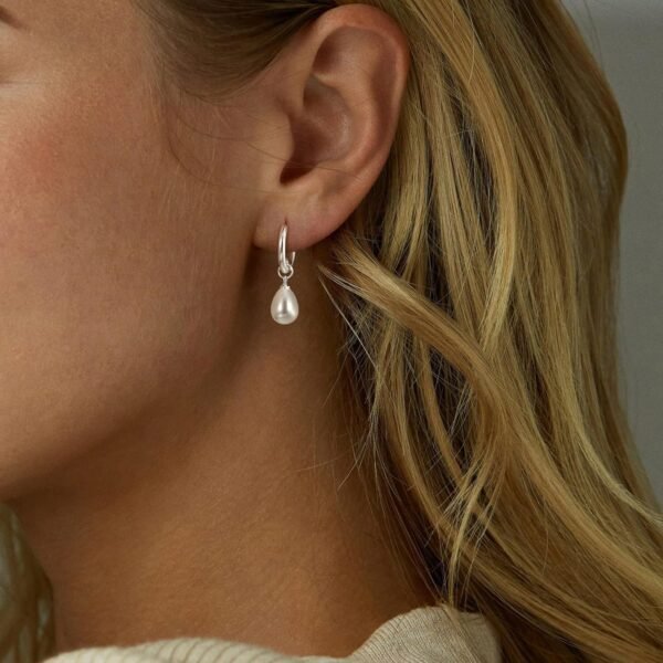 Gold Pearl Dangle Earrings for Women,  Gold Plated Small Pearl Drop Huggie Hoop Earrings, Hypoallergenic Dainty Gold Earrings Wedding Jewelry Gifts for Women Trendy