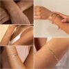 Gold Bracelets for Women Waterproof,  Gold Plated Jewelry Sets Trendy Thin Dainty Stackable Cuban Link Paperclip Chain Bracelet Pack Fashion Accessories Gifts for Womens