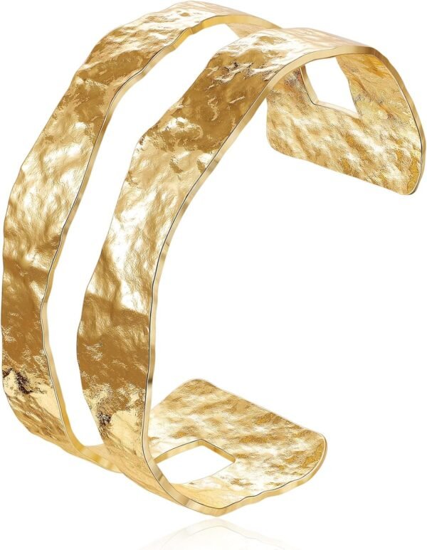 Gold Plated Cuff Bracelets for Women Open Adjustable Gold Cuff Bangle Bracelets Thick Hammered Wrist Cuff Bracelets Thin Minimalist Gold Cuff Bracelet