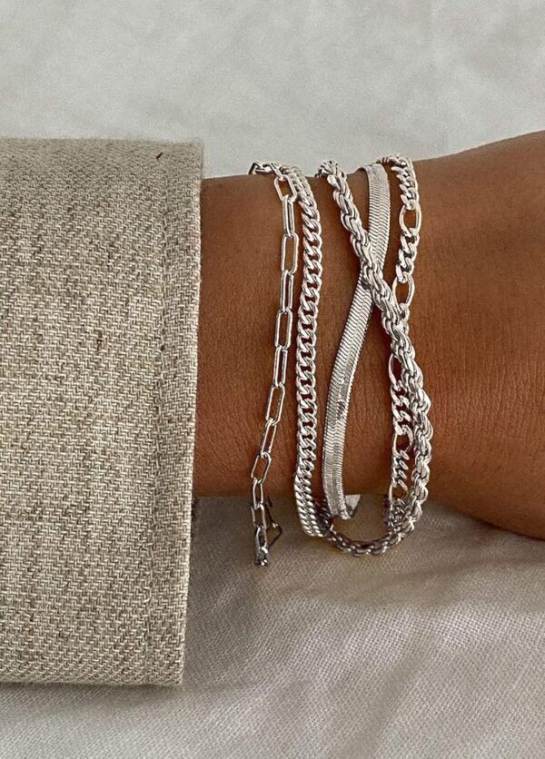 Gold Plated Bracelets for Women, Jewelry Sets Cute Tennis Beaded Bracelets Cuban Link Paperclip Chain Dainty Bracelet Pack Gifts