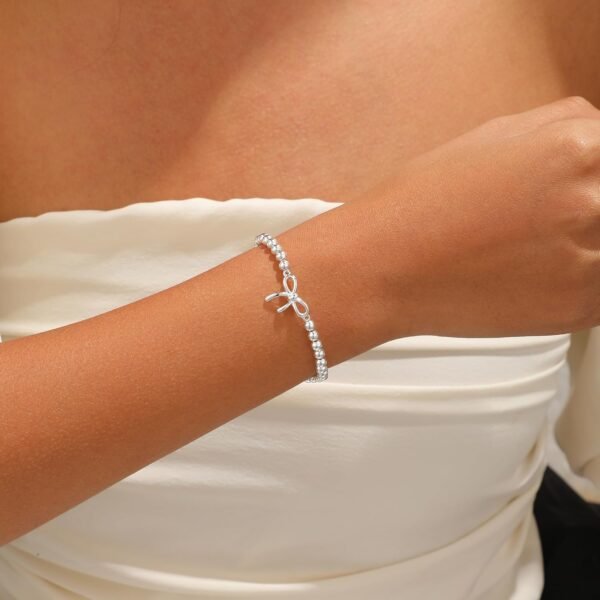 Gold Bracelets for Women, Cute  Gold/Silver Plated Stretch Beaded Bracelets for Women Trendy Stackable Charm Bracelet Dainty Adjustable Waterproof Non Tarnish Jewelry Gifts for Her