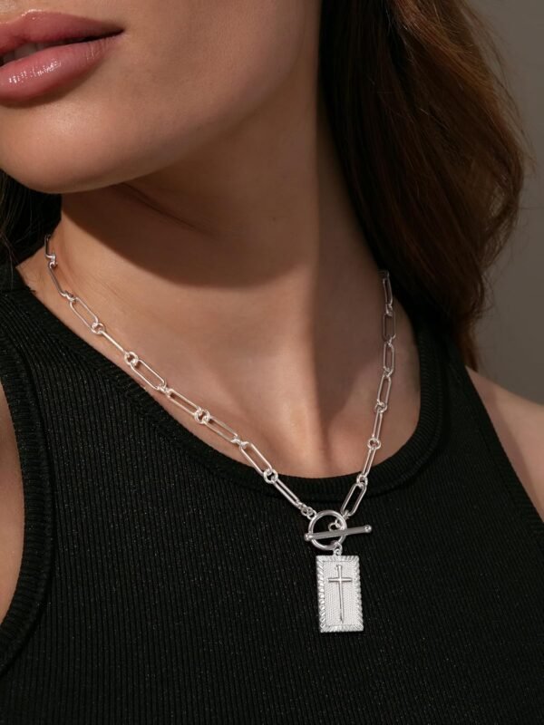 Valentines Day Gifts  Gold Plated and Silver Plated Cross Necklace for Women, Non-Tarnish Faith Jewelry with Toggle Clasp, Fashion Necklace Gifts for Women, Christian Faith, Communion, Birthday & Christmas