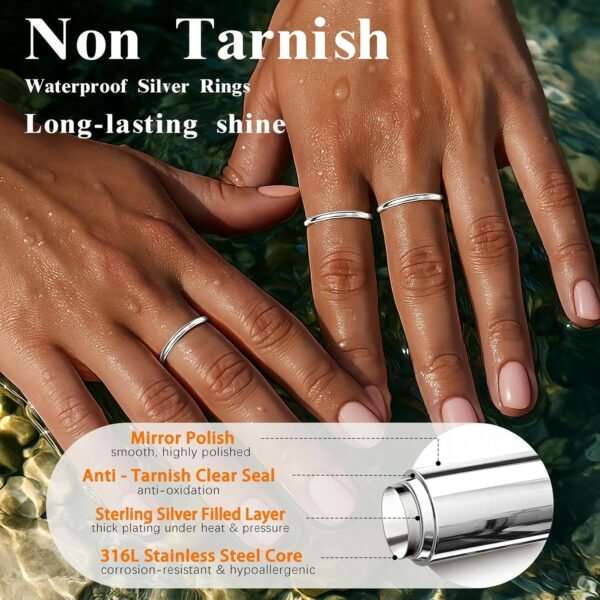 Gold Band Rings for Women Men Non Tarnish, Wedding  Gold Plated Stackable Ring Set for Couples, Dainty Thin Plain Simple Promise Dome Band Thumb Pinky 1mm 3mm 5mm Jewelry Gift Comfort Fit Size 3-13