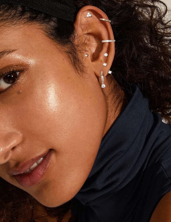 Hypoallergenic Gold Plated Stud Hoop Earrings for Women - Surgical Stainless Steel Earrings Trendy Small Hoops Cartilage Earring Stacks Huggie Earring Set for Multiple Piercing Jewelry